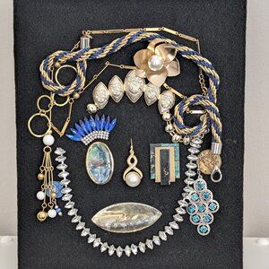 VICTORINE - Resting Gem Face Handmade Upcycled Jewellery Portrait Art - Piece 3